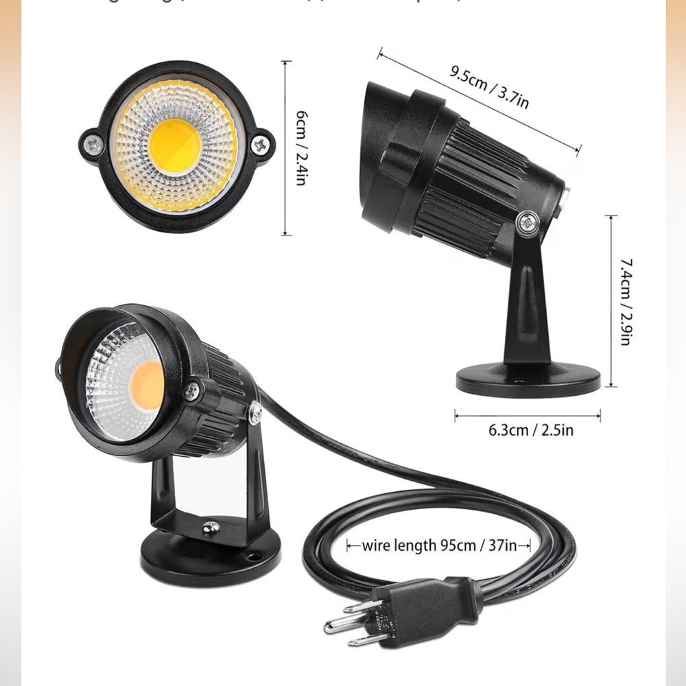 Black LED Spotlight Accent Lamp - Compact Outdoor/Indoor Lighting
